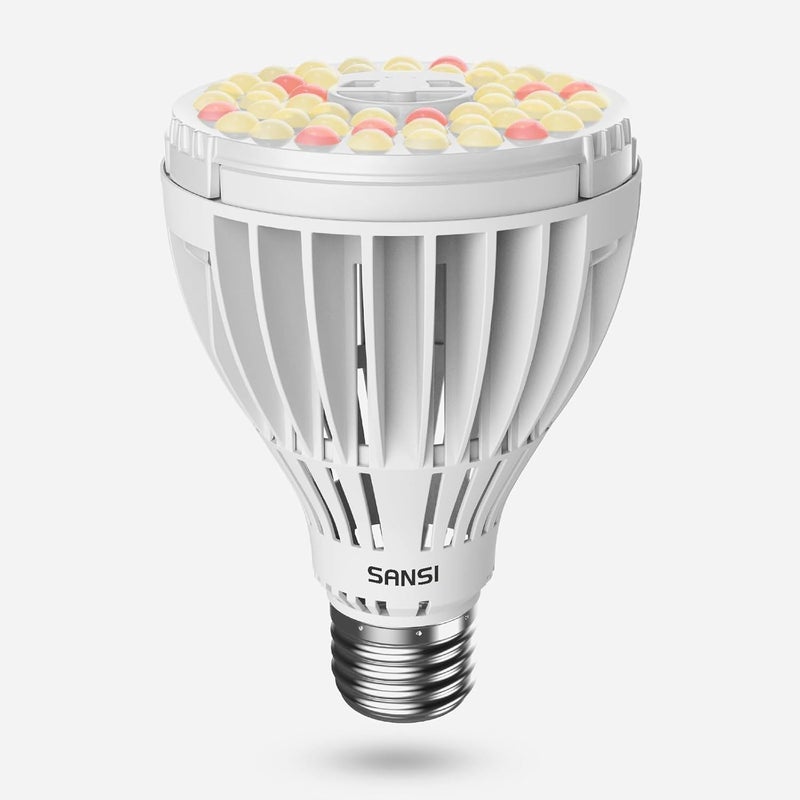 Sansi مصباح نمو LED بقوة 250 واط، PAR25 30 واط 5000K + 660 نانومتر مصباح نمو كامل الطيف للنباتات الداخلية، 25,000 ساعة عمر افتراضي لمصابيح النباتات مع قاعدة E26 - Image 1